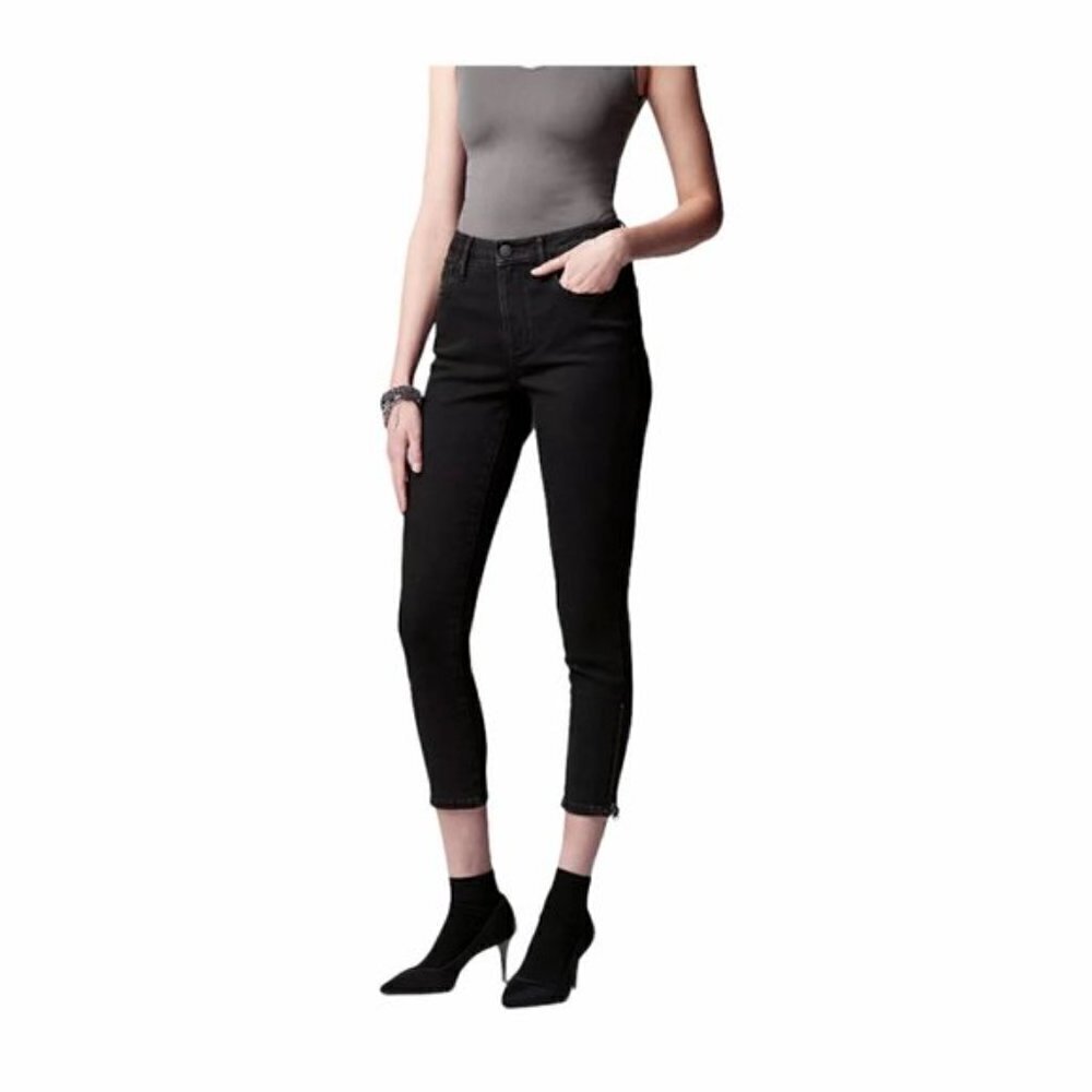 Simply Vera Wang Womens Black High Rise Zipper Ankle Skinny Jeans Sz 12 New
